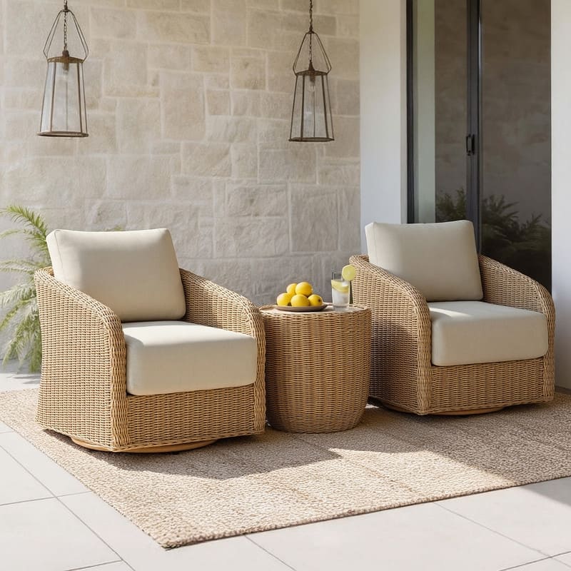 Spruce & Spring Patio Fruniture Outdoor Swivel Chair and Side Table