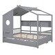 preview thumbnail 13 of 16, Modern Design Full Size House Bed with Wooden Trundle-Gray