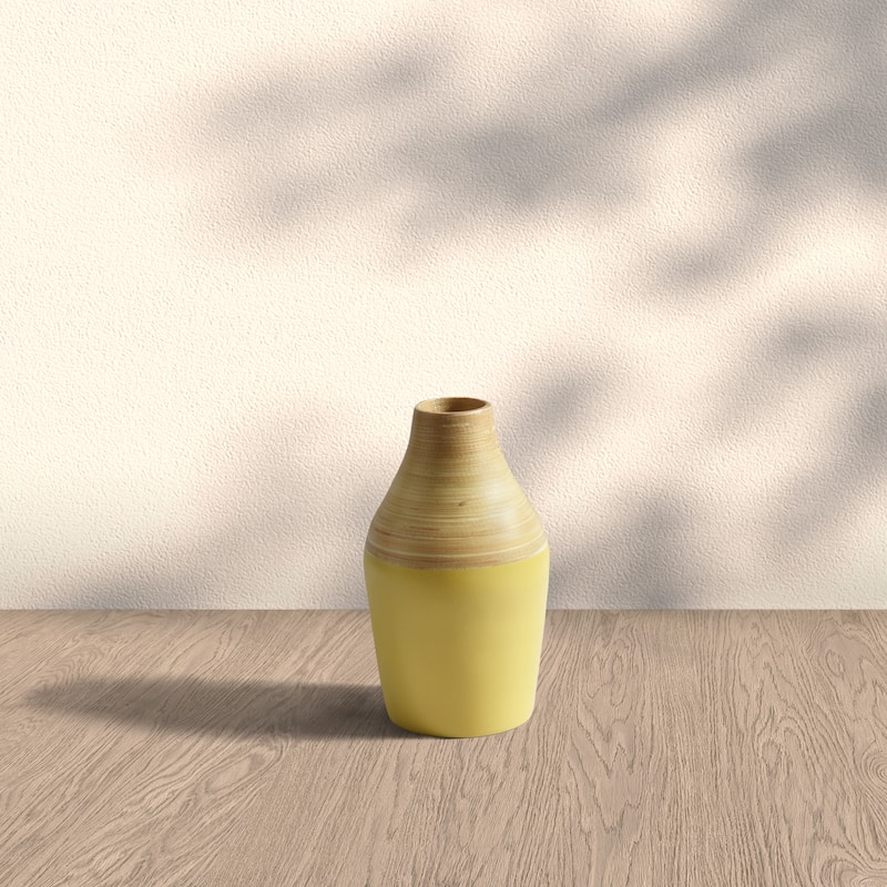 Tropics Bamboo Vase - Yellow - 8 Inches