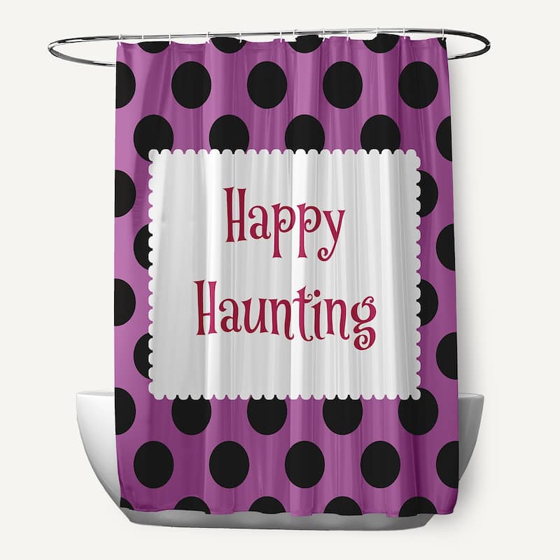 Halloween Happy Haunting Dots Shower Curtain - Orchid