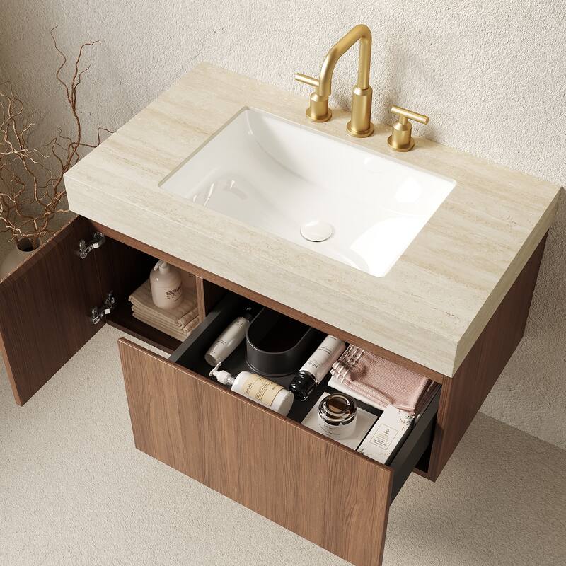 Mondern Floating Bathroom Vanity with 3 Pre-drilled Faucet Holes