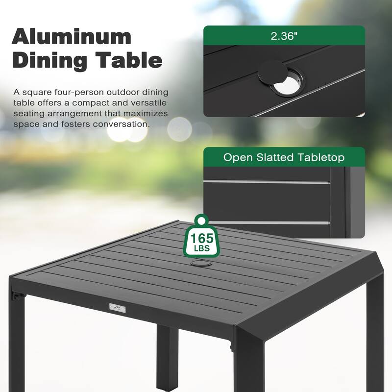 Outdoor 5-Piece Aluminum Dining Set with Soft Gray Cushions
