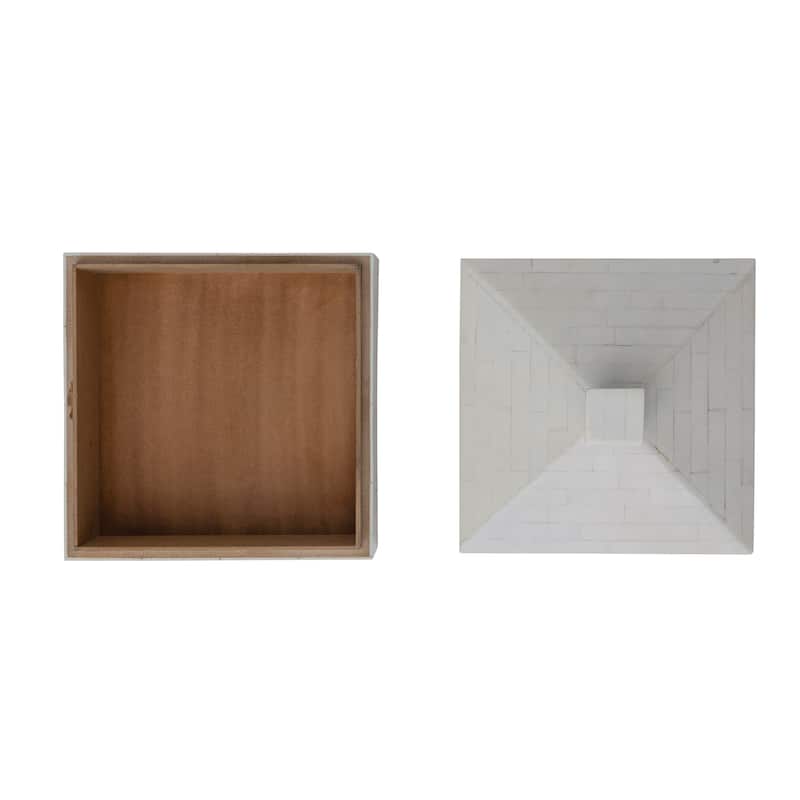 Decorative Storage Box with Pyramid Lid and Knob - 8.0"L x 8.0"W x 6.5"H