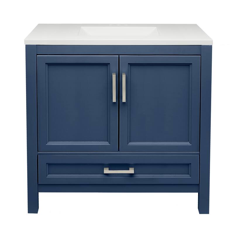 Nevado 37" Bathroom Vanity with Cultured Marble Vanity Top Sink in White with White Basin