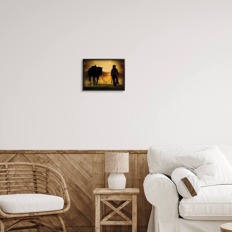 Stupell Cowgirl & Horse Silhouette Framed Giclee Art Design by PBurchettePhoto