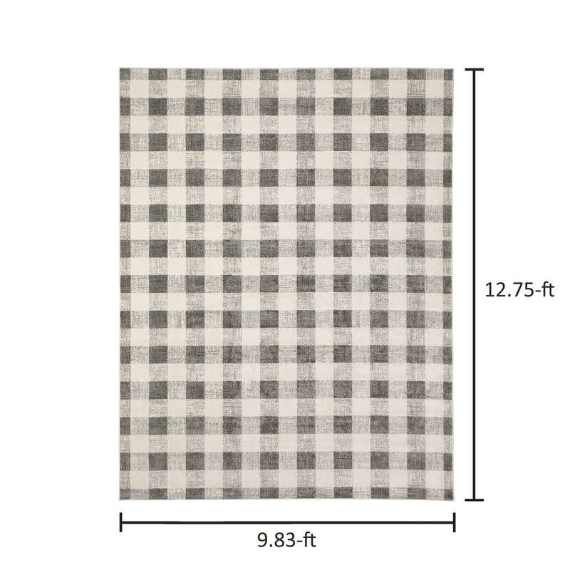 Arwen Distressed Gingham Plaid Area Rug