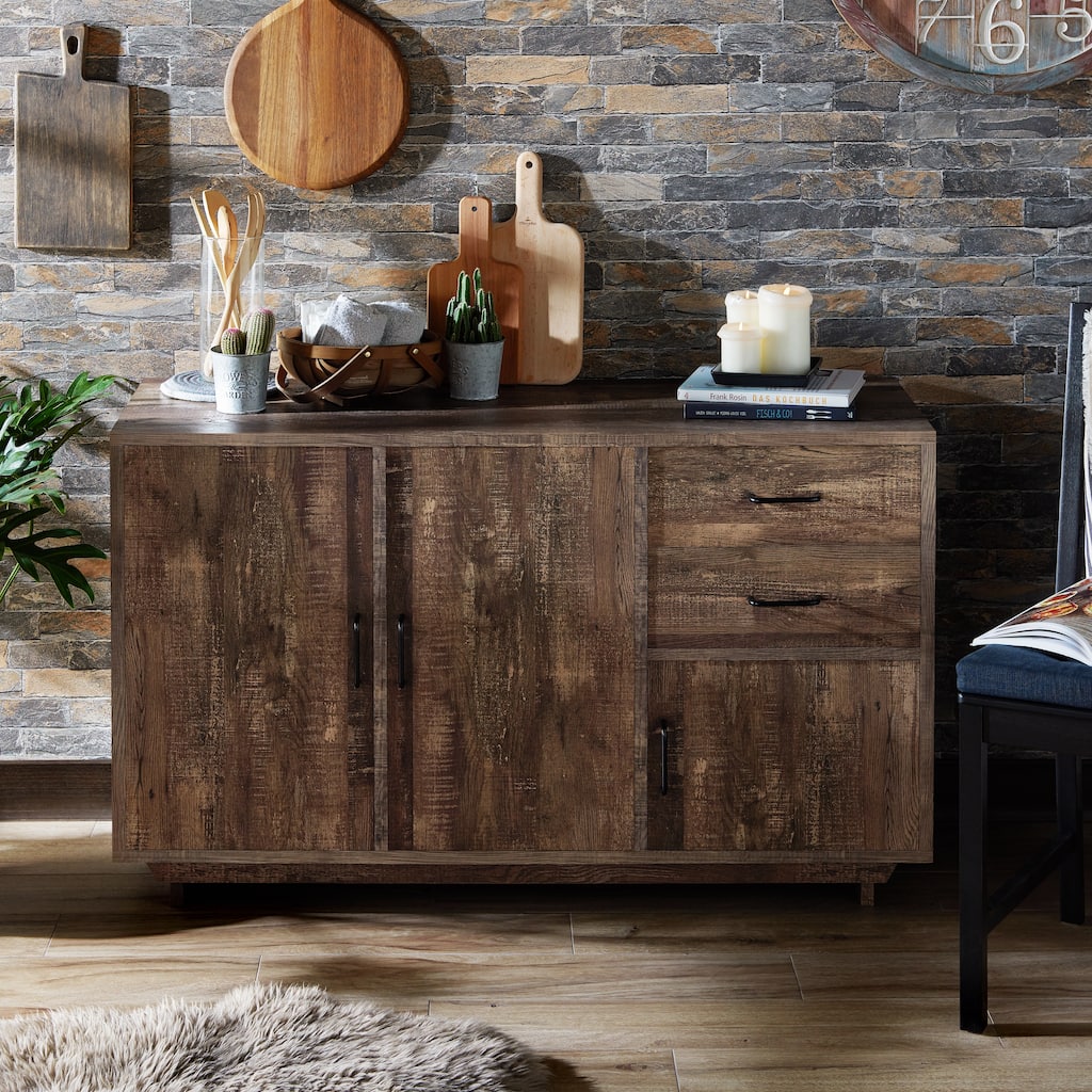 DH BASIC Rustic Reclaimed Oak 48" Sideboard Buffet by Denhour