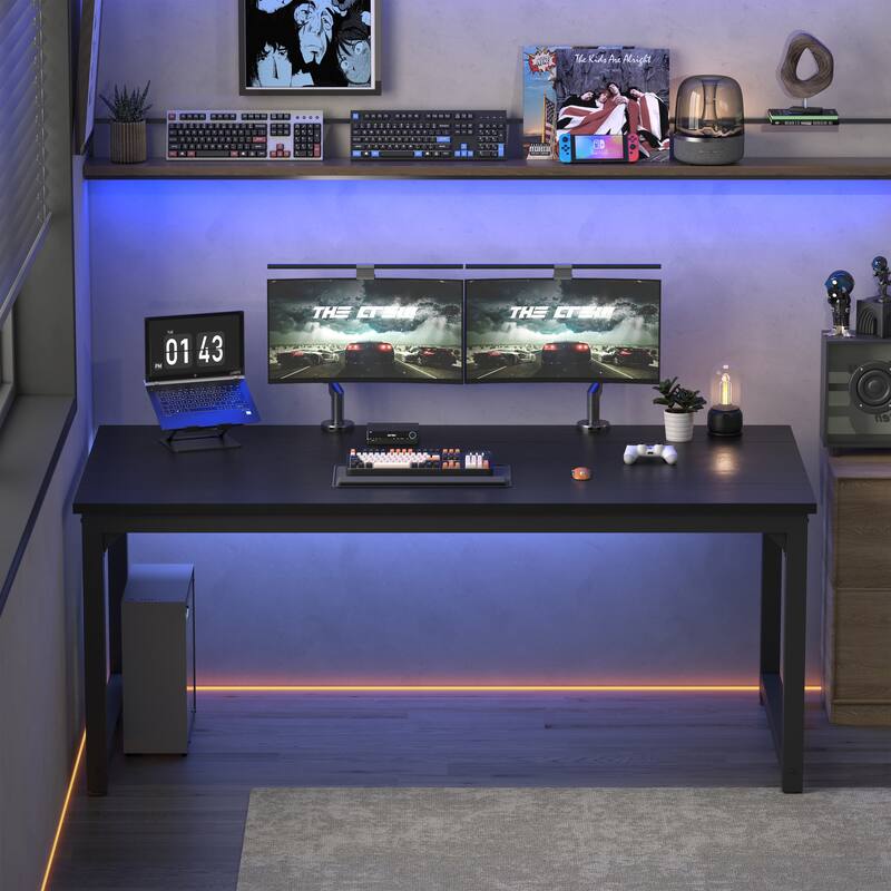 70" Computer Desk,Large Home Office Desk Wide Workstation 1 inch Thicker Tabletop for Writing