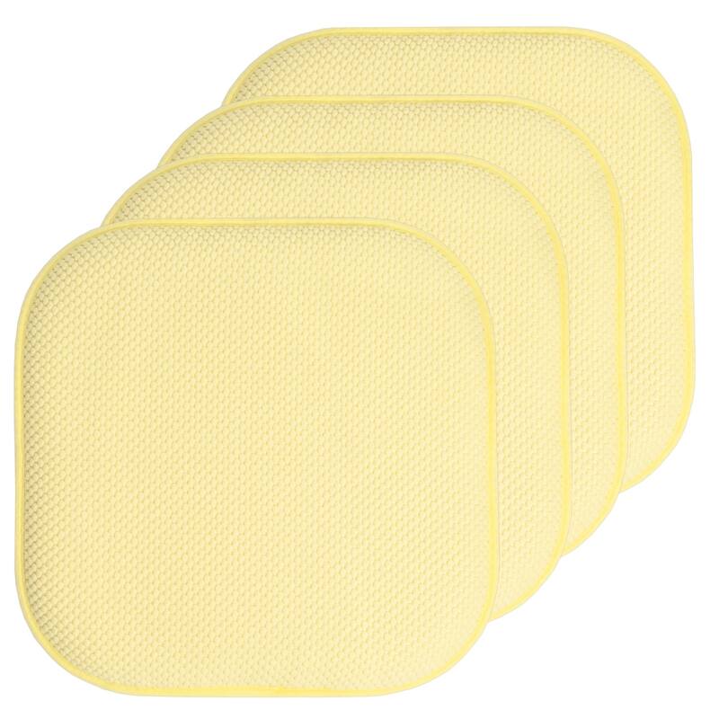 16-in. Square Non-slip Memory Foam Seat Cushions (2 OR 4) - 16 X 16 - Set of 4 - Yellow
