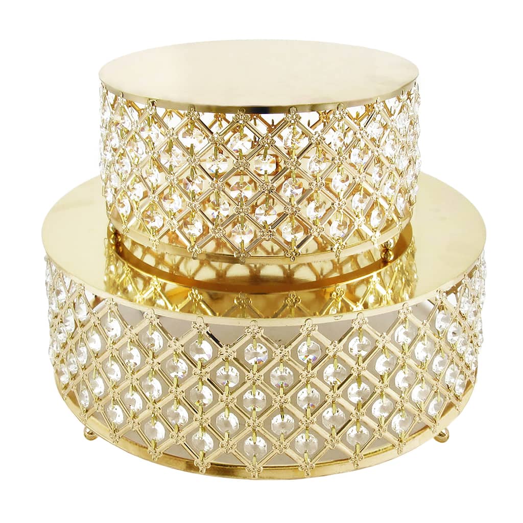 Gold Crystal Bead Metal Lattice Cake Stand Dessert Display