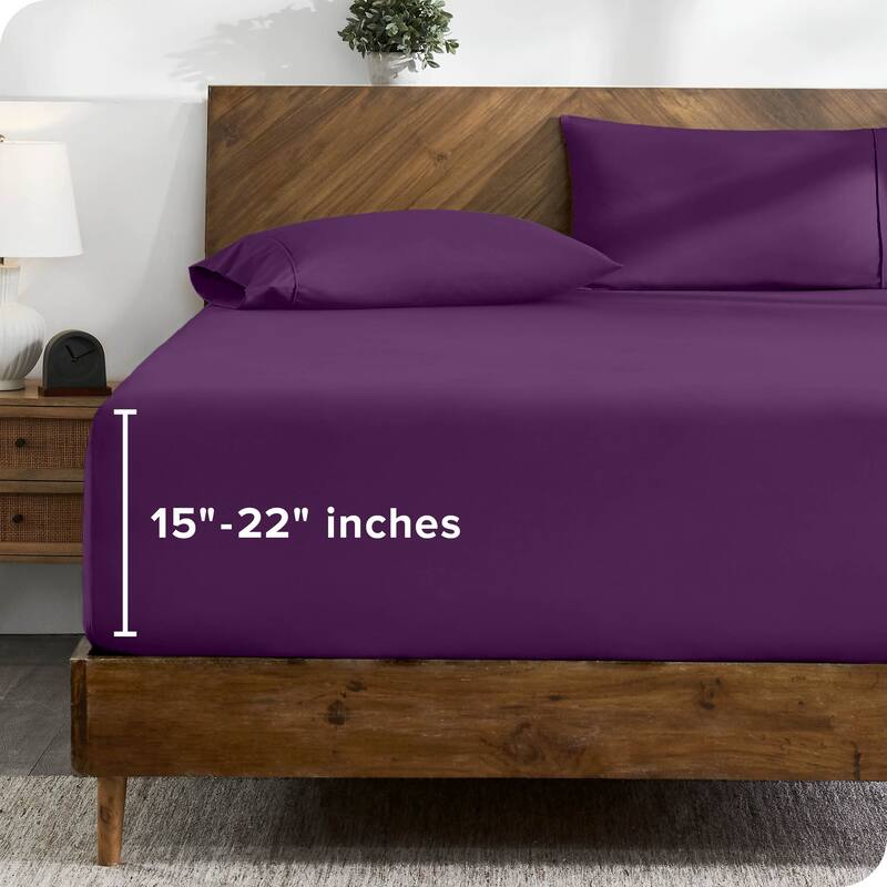 Bare Home Ultra-Soft Microfiber 22 Inch Extra Deep Pocket Fitted Sheet - King - Plum