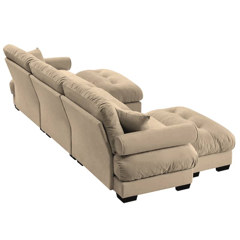 U-Shape 3 Deep Seat Modular Sofa Couch with 2 Movable Ottomans