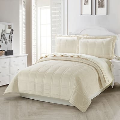 Home Soft Things 3 Piece Box Quilted Micromink Bedspread 102" x 90"
