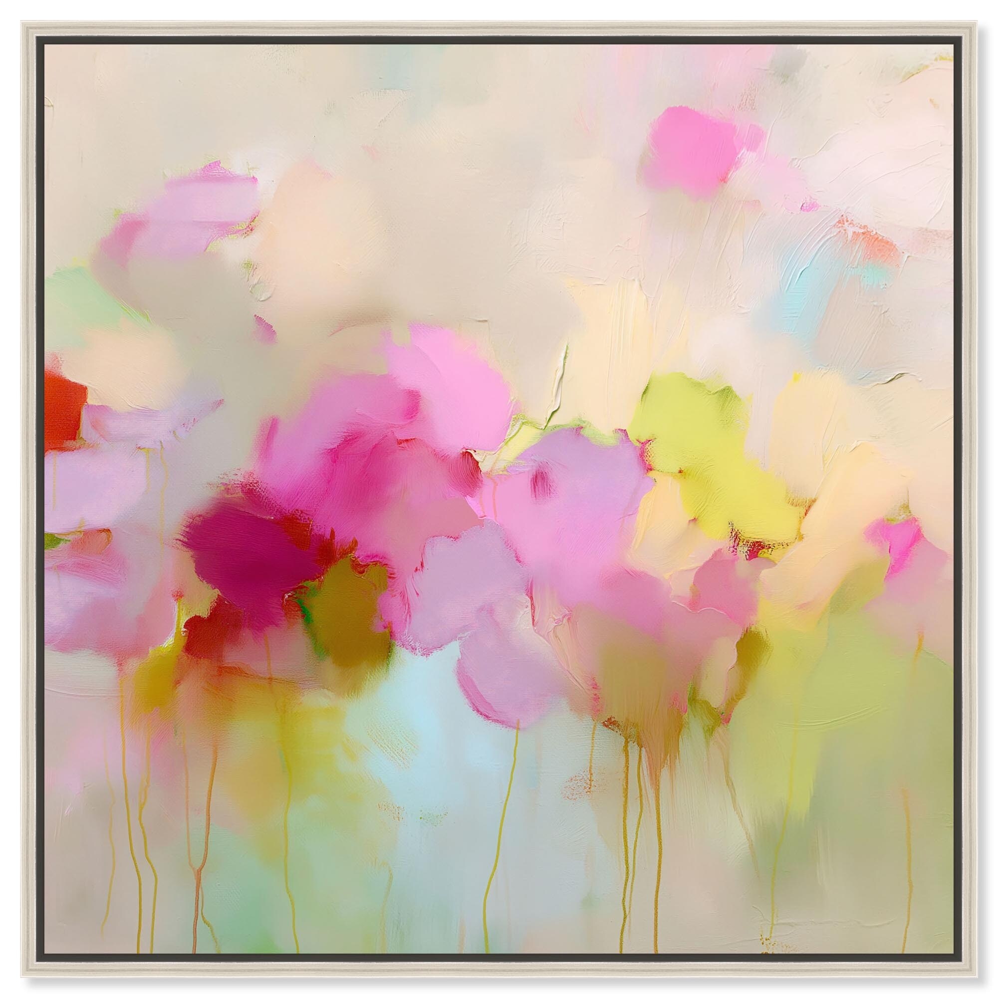 Pink and Chartreuse II Living Room Art Canvas Print by Art Remedy