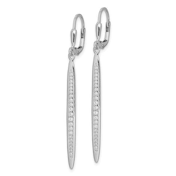 925 Sterling Silver Rhodium-plated Bar w/CZ Dangle Post Earrings 925 Sterling Silver Rhodium-plated Bar w/CZ Dangle Post Earrings