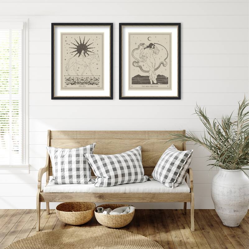 The Sun & High Priestess Tarrot 2 Piece by Nktn Framed Wall Art Prints