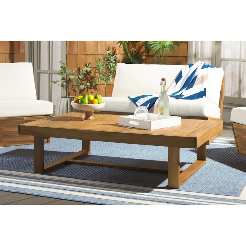 SAFAVIEH Outdoor Patio Furniture Duncan Coffee Table - 50"W x 30"D x 13"H - Natural