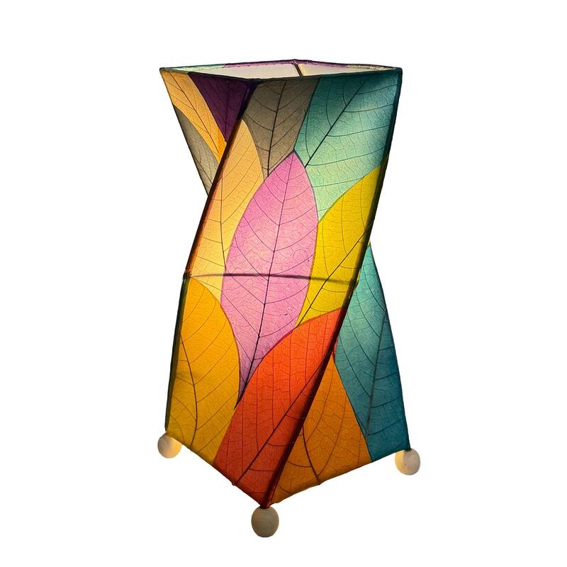 Eangee Handmade Twist Table Lamp, Cocoa Leaves Shade, 8 x 8 x 18 in.