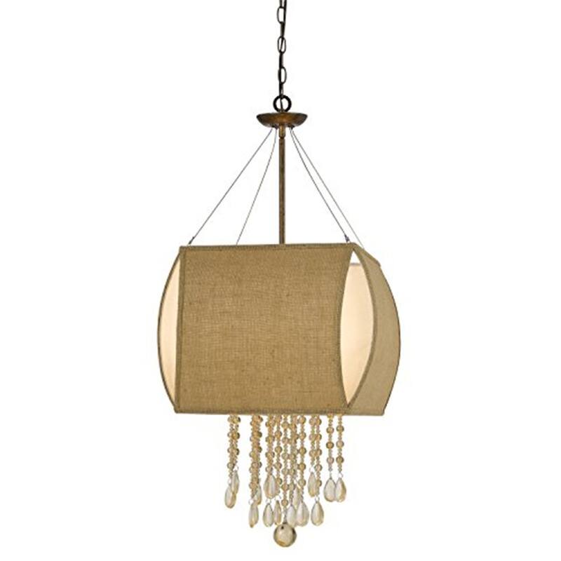Metal Chandelier 38" Tall - Copper Finish Lighting - Modern Chandelier for Living Room, Dining Room - 38
