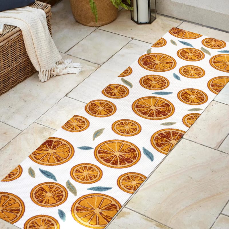 JONATHAN Y Ananas Citrus Slice High-Low Indoor/Outdoor Area Rug