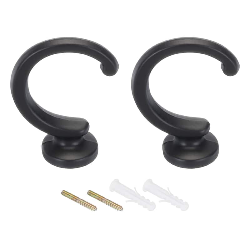 2Pcs Curtain Holdback Wall Mounted Curtain Tiebacks Screw Hooks