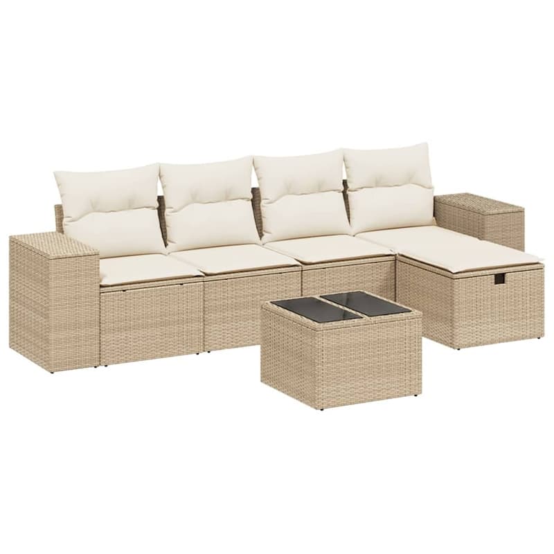 vidaXL Garden Sofa Set Beige/Black/Brown/Grey
