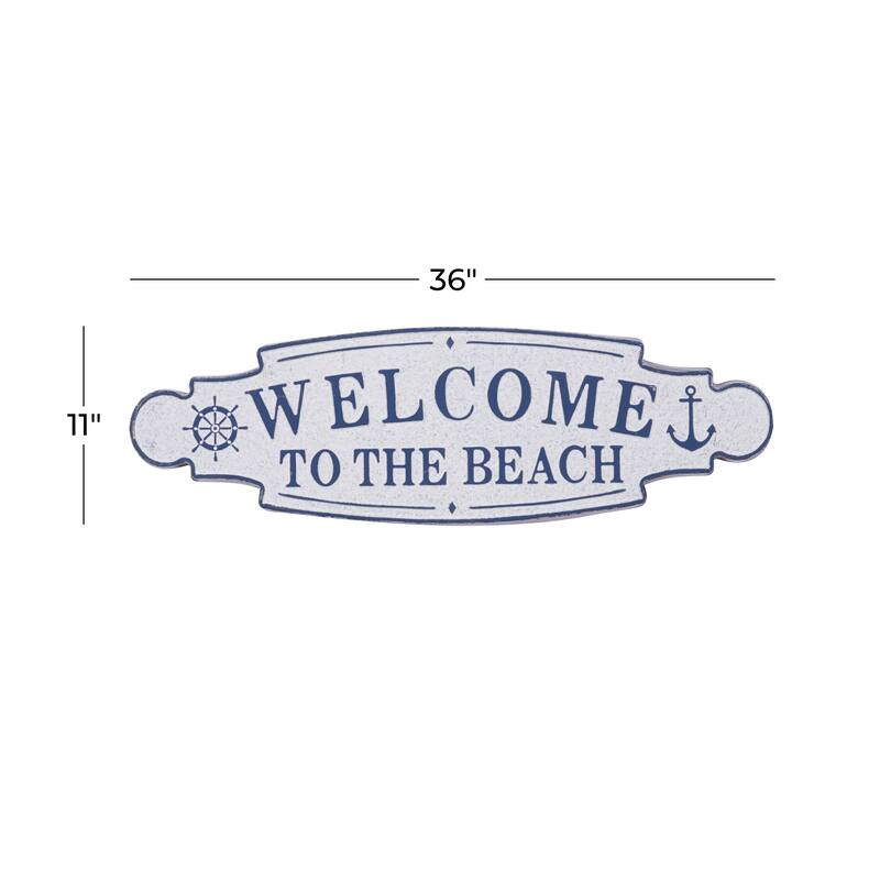 Blue Metal Welcome to the Beach Sign Home Wall Decor