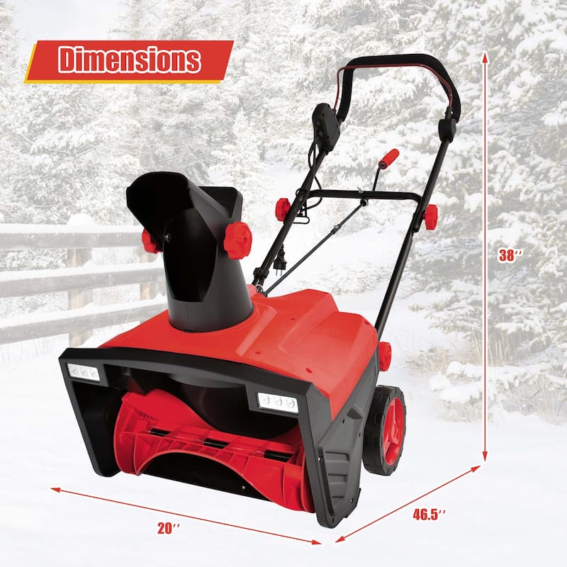 Costway 20'' Electric Snow Thrower 120V 15Amp Snow Blower with - See Details