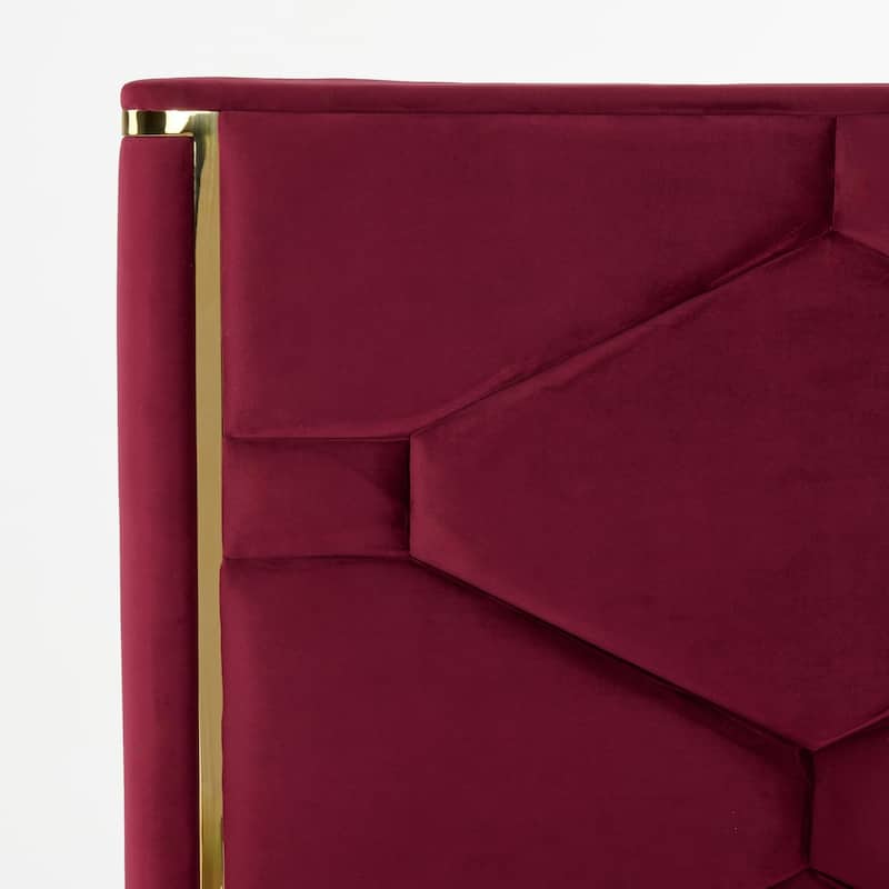 Modrest Janet Modern Red Velvet & Gold Bed