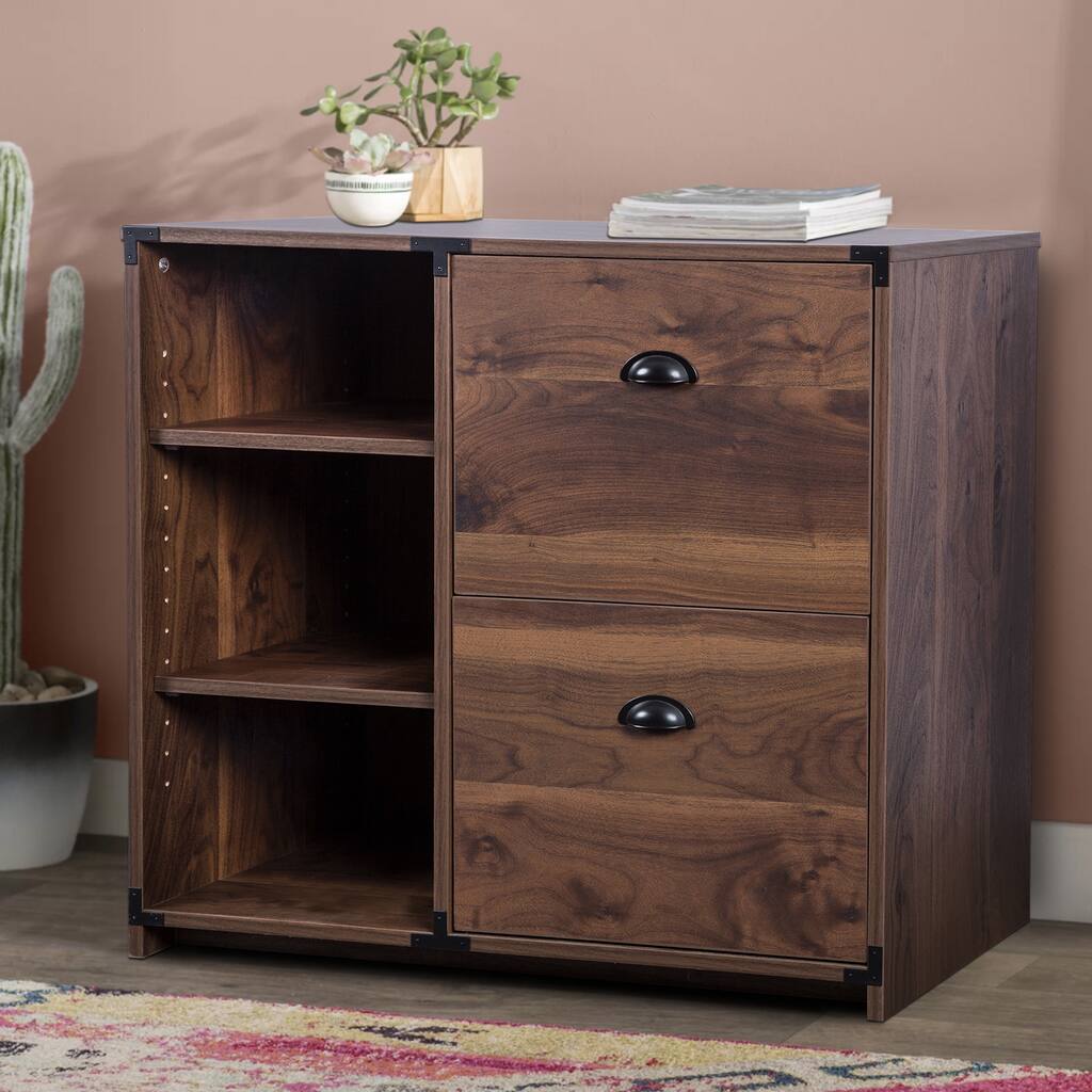 Brunei 31.5'' Wide 2 Drawer Wood Grain Farmhouse Lateral File Cabinet in Walnut by AGH Deco