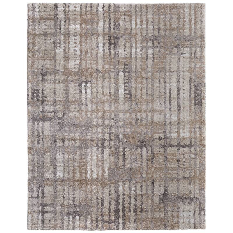 Peavy R39QB Abstract Modern Area Rug - 6'7" x 9'6" - Brown/Tan/Ivory