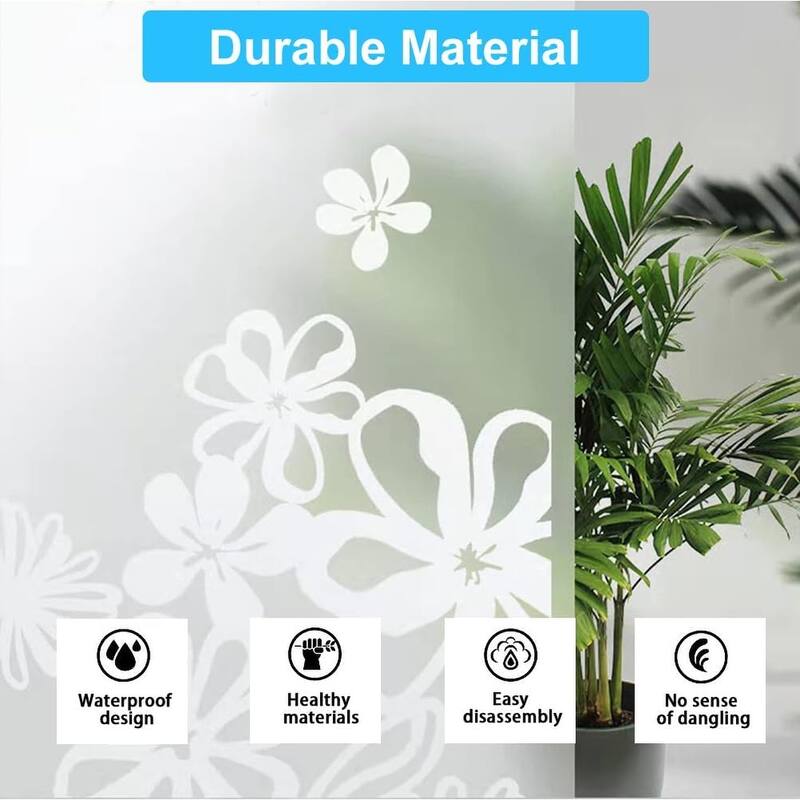 Shower Curtain Liner With 12 Plastic Hooks 72x72 Inches (White Flower)