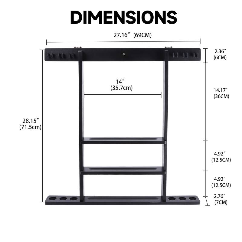 GSE™ 6-Pool Cue Wall Mounting Billiard Cue Rack, Hanging Wall Mounted Pool Cue Stick Holder