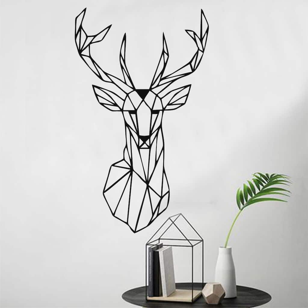 Deer Metal Wall Decor for Home and Outside - Wall-Mounted Geometric Wall Art Decor