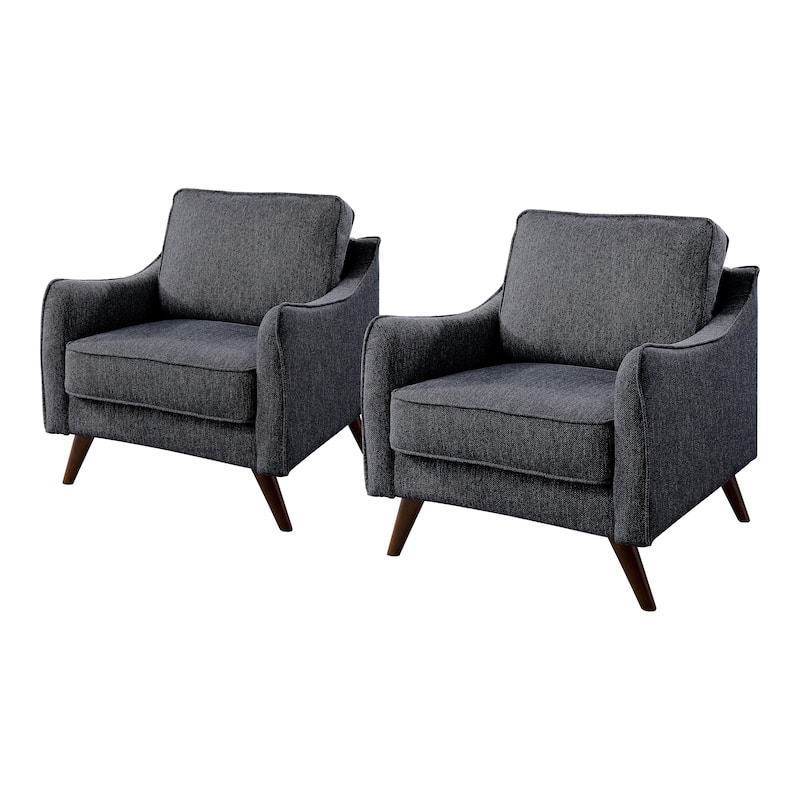 Furniture of America Pelteker Mid-Century Chenille Chair (Set of 2)