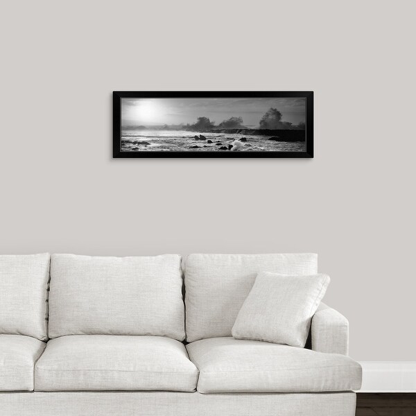 "Waves breaking on rocks in the ocean, Three Tables, North Shore, Oahu, Hawaii" Black Framed Print