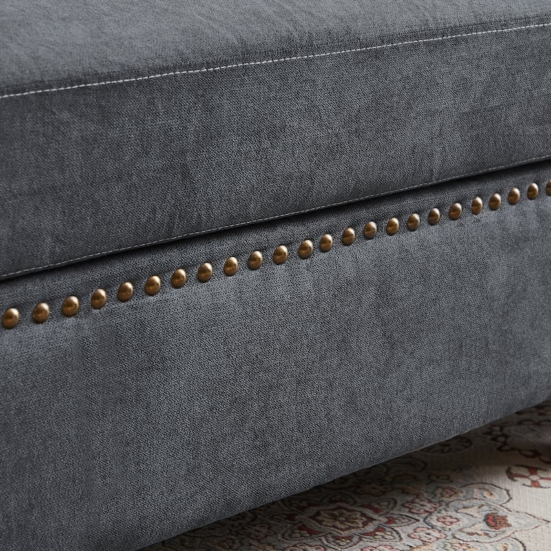 4 Seater L Shaped Reversible Sectional Sofa with Storage Ottoman