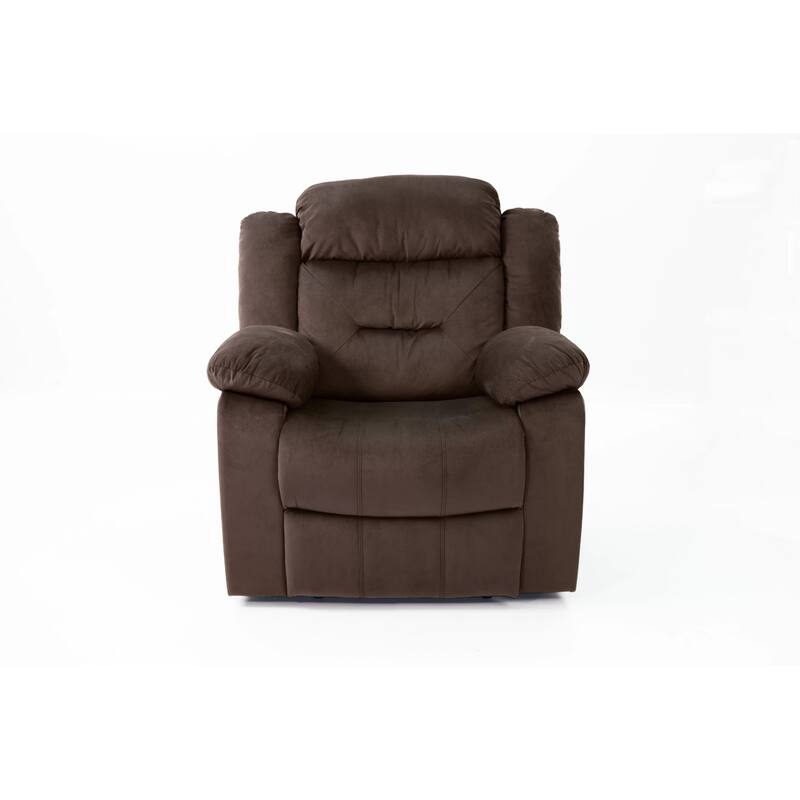 Harper Manual Recliner Lounge Chair, Chocolate Brown Channel Tufted Velvet