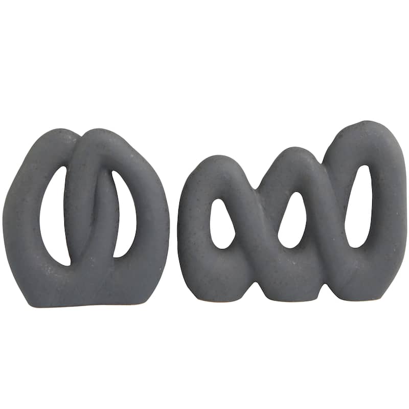 CosmoLiving by Cosmopolitan Black Ceramic Linked Abstract Decorative Sculpture (Set of 2)