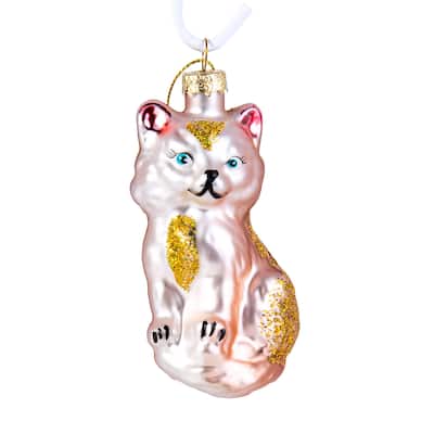 Cat Glass Christmas Tree Ornament - 2 х 1.7 х 3.7"