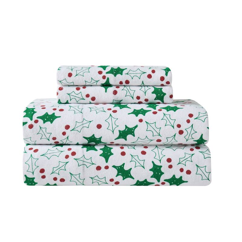 Truly Soft Printed and Solid Cotton Flannel 4 Piece Sheet Set