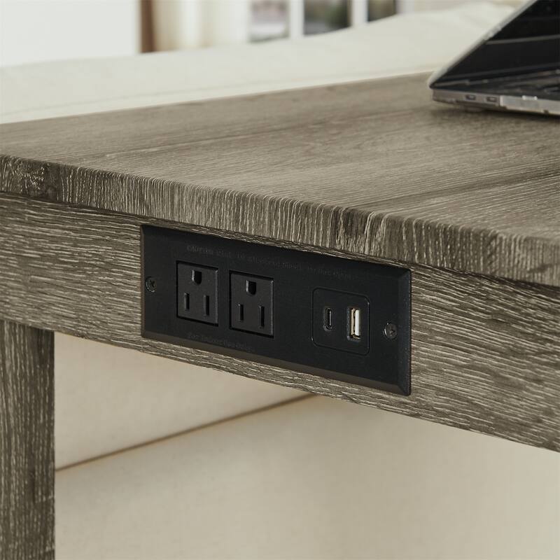 4-Piece Bar Table Set Sofa Side Table Set with Charging Station, Coffee Table Set with Upholstered Seat