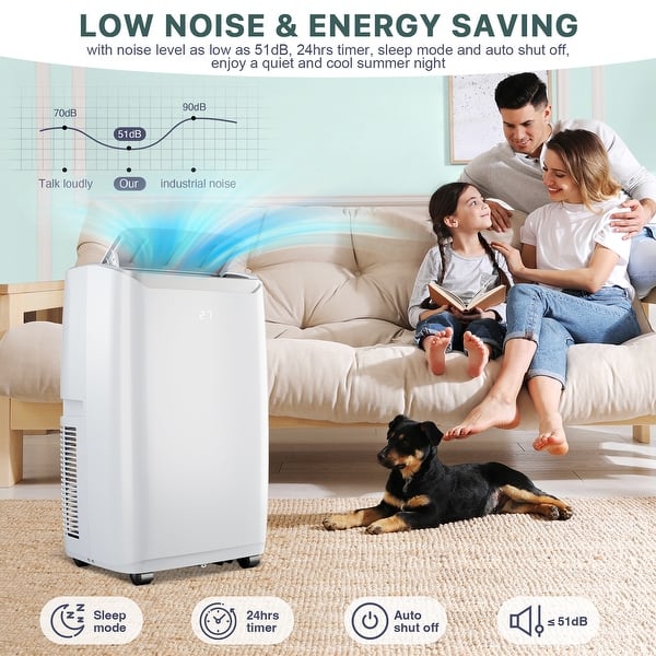 90 Pints/Day 3-in-1 Portable Air Conditioner, Dehumidifier, Sleep Mode, 50dB, Washable Filter, Self-evaporation System