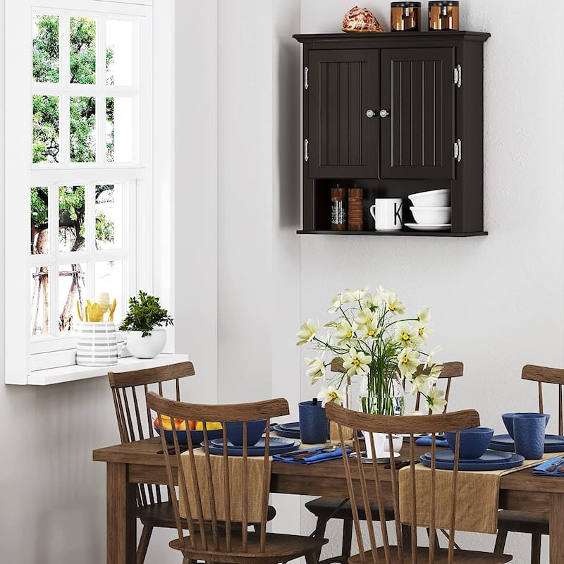 UTEX Bathroom Cabinet Wall Mounted, Wood Hanging Cabinet, Wall Cabinets with Doors and Shelves Over The Toilet for Bathroom