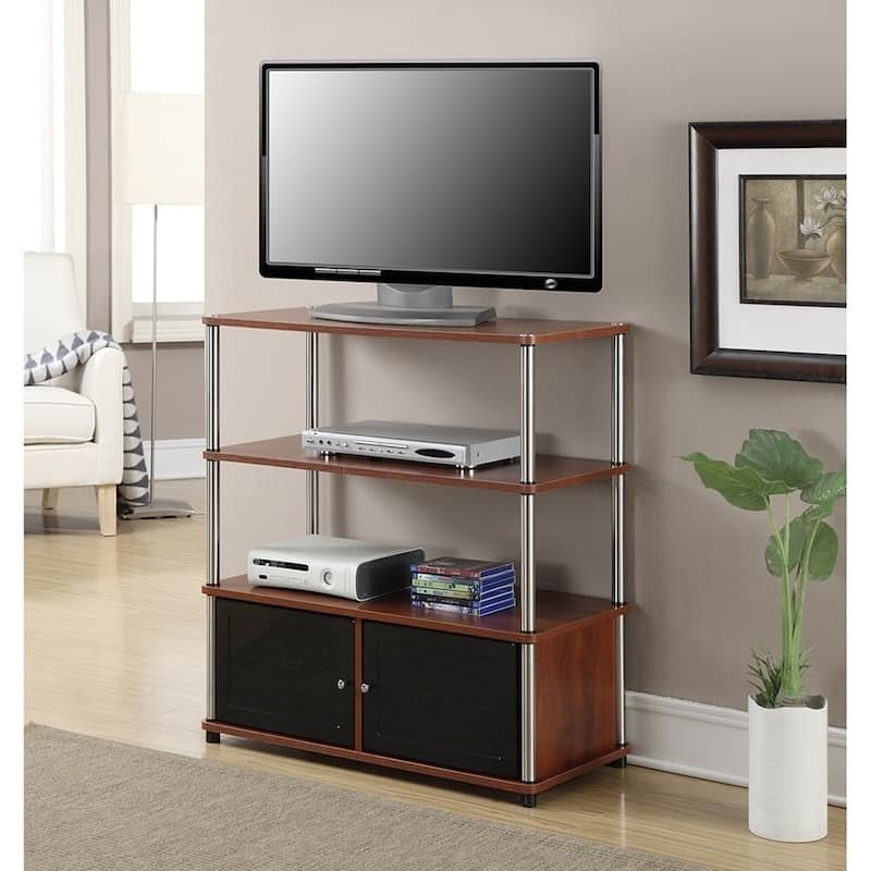 Convenience Concepts Designs2Go Highboy 40 inch TV Stand with Storage Cabinets and Shelves - Cherry