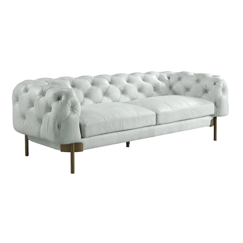 Jonia Vintage White Button Tufted Sofa
