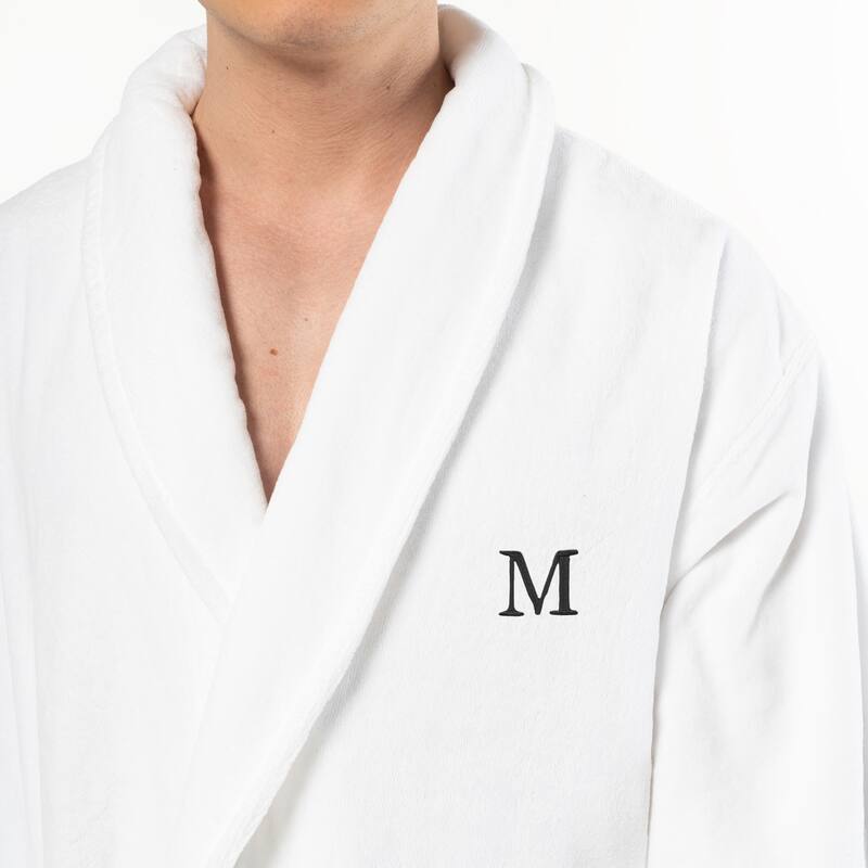 Authentic Hotel and Spa 100% Turkish Cotton Personalized Unisex Anovia Velour Bathrobe - Black Block Font