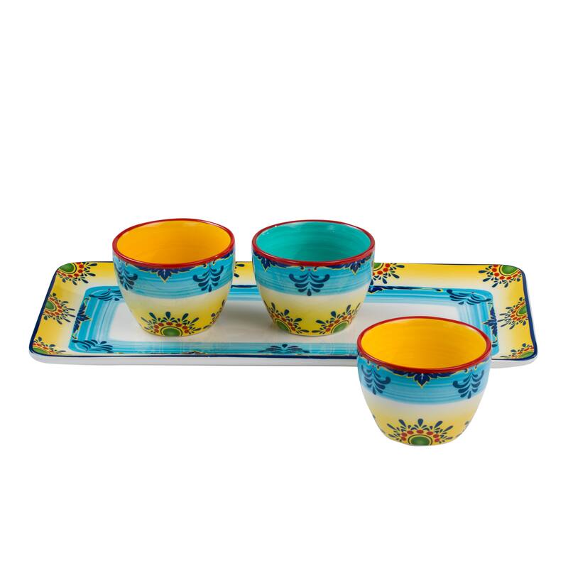 Euro Ceramica Zanzibar Ceramic 4 Piece Appetizer Serving Set