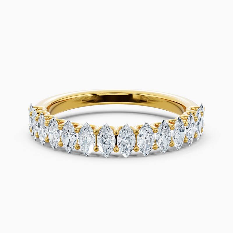Auriya 14k Gold Marquise North-South Lab Grown Diamond Half Eternity Band 1.40 - 5.25 ct. tw. (F-G, VS) - 1.40 ct. wt. - 7 - Yellow