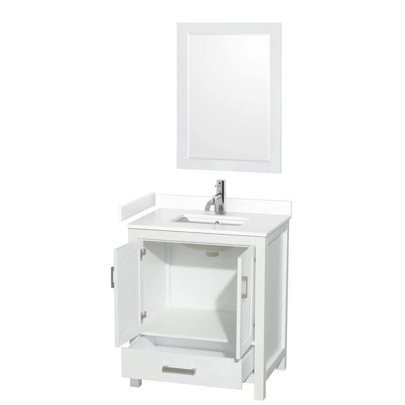Sheffield Single Bathroom Vanity Set, Cultured Top, 24-Inch Mirror